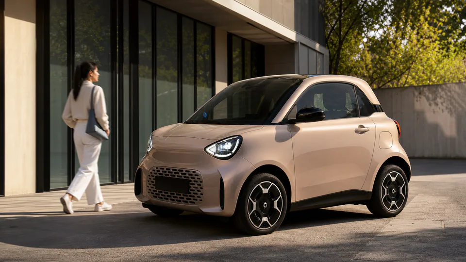 La Smart #2, city car elettrica a due posti presentata al Salone dell’automobile di Parigi 2026