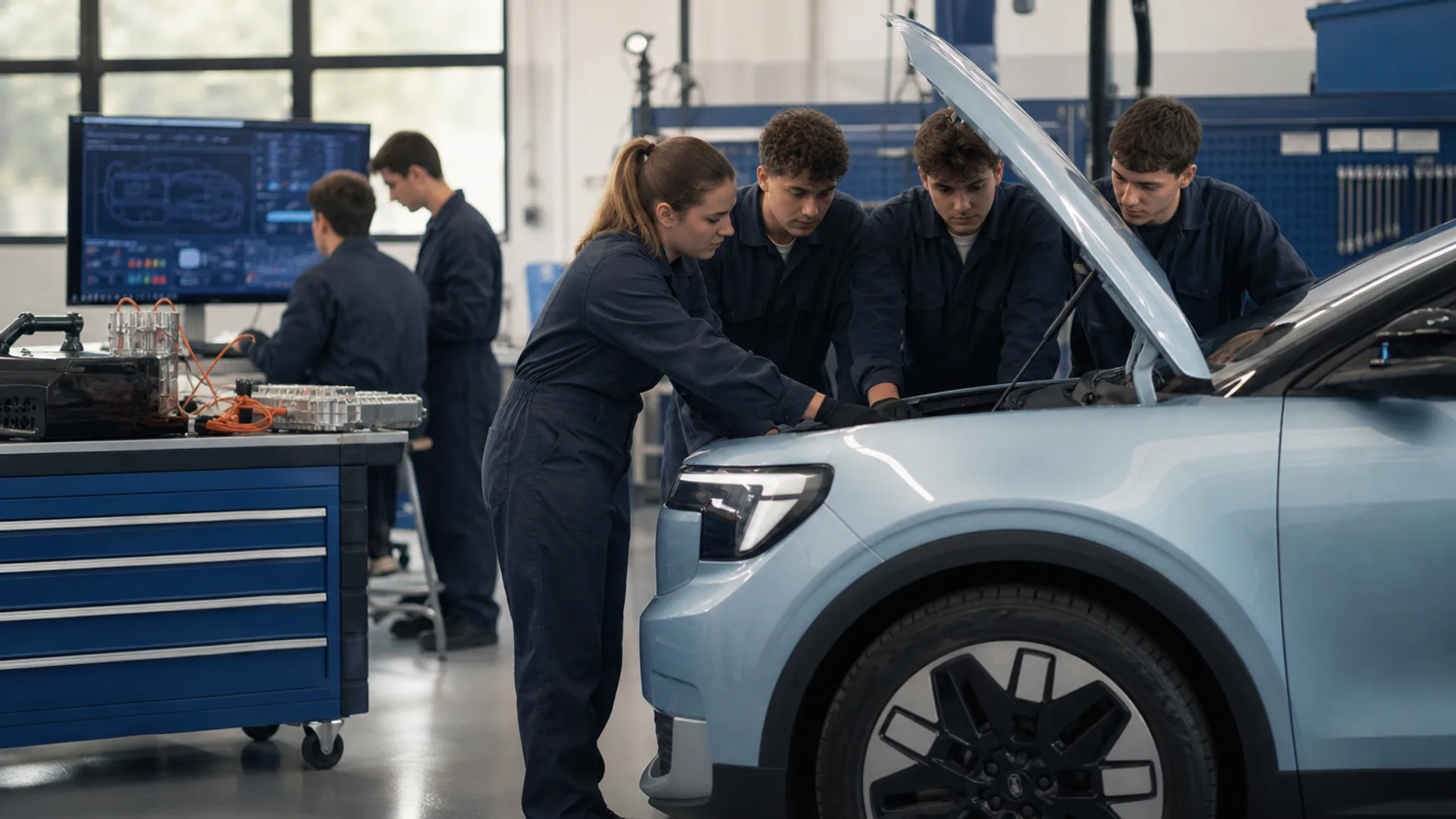 Ford Explorer elettrica impiegata nei Tech Lab della Ford Youth Academy per la formazione tecnica nelle scuole