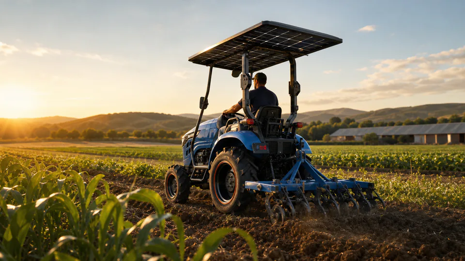 Il trattore elettrico GoSun Moonrider 27 con sistema opzionale di ricarica solare