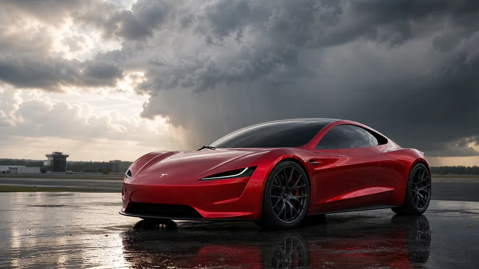 Tesla Roadster al centro della dimostrazione rinviata al 15 ottobre 2026 per il maltempo