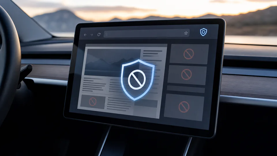 Il blocco pubblicità integrato nel browser Tesla con l’aggiornamento software 2026.32