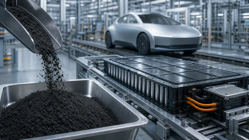 Tesla Cybercab con materiale catodico per batterie prodotto internamente presso la Gigafactory Texas