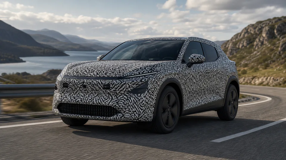 La futura Nissan Juke elettrica durante la fase di sviluppo verso il debutto previsto nel 2027